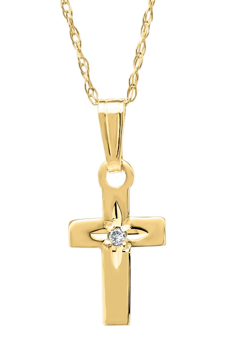 14k Gold & Diamond Cross Necklace, Main, color, GOLD