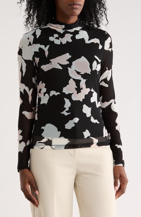Everyday Mock Neck Long Sleeve Mesh Top