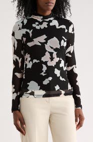 Sanctuary Everyday Mock Neck Long Sleeve Mesh Top