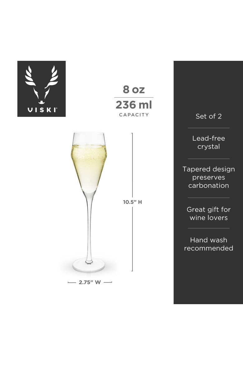 Raye Crystal Angled Prosecco Glasses Set of 2, Alternate, color, Clear