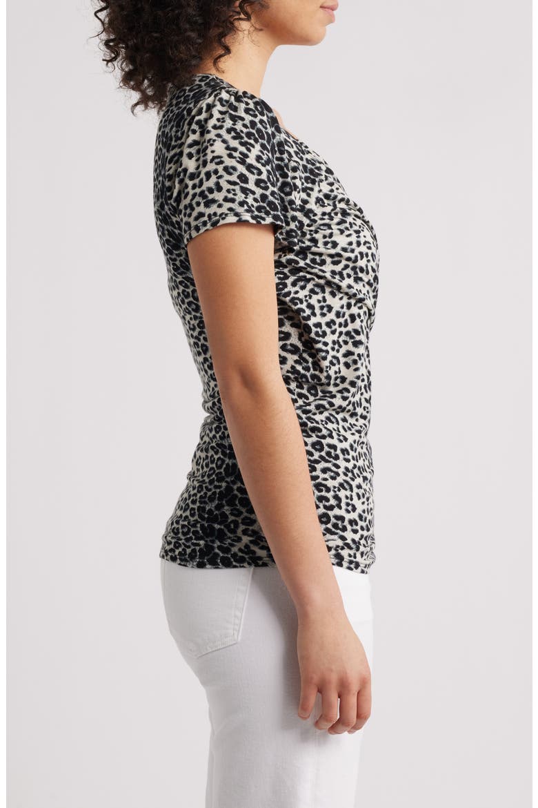 Leaopard Print Faux Wrap Top, Alternate, color, BLACK/ GREY