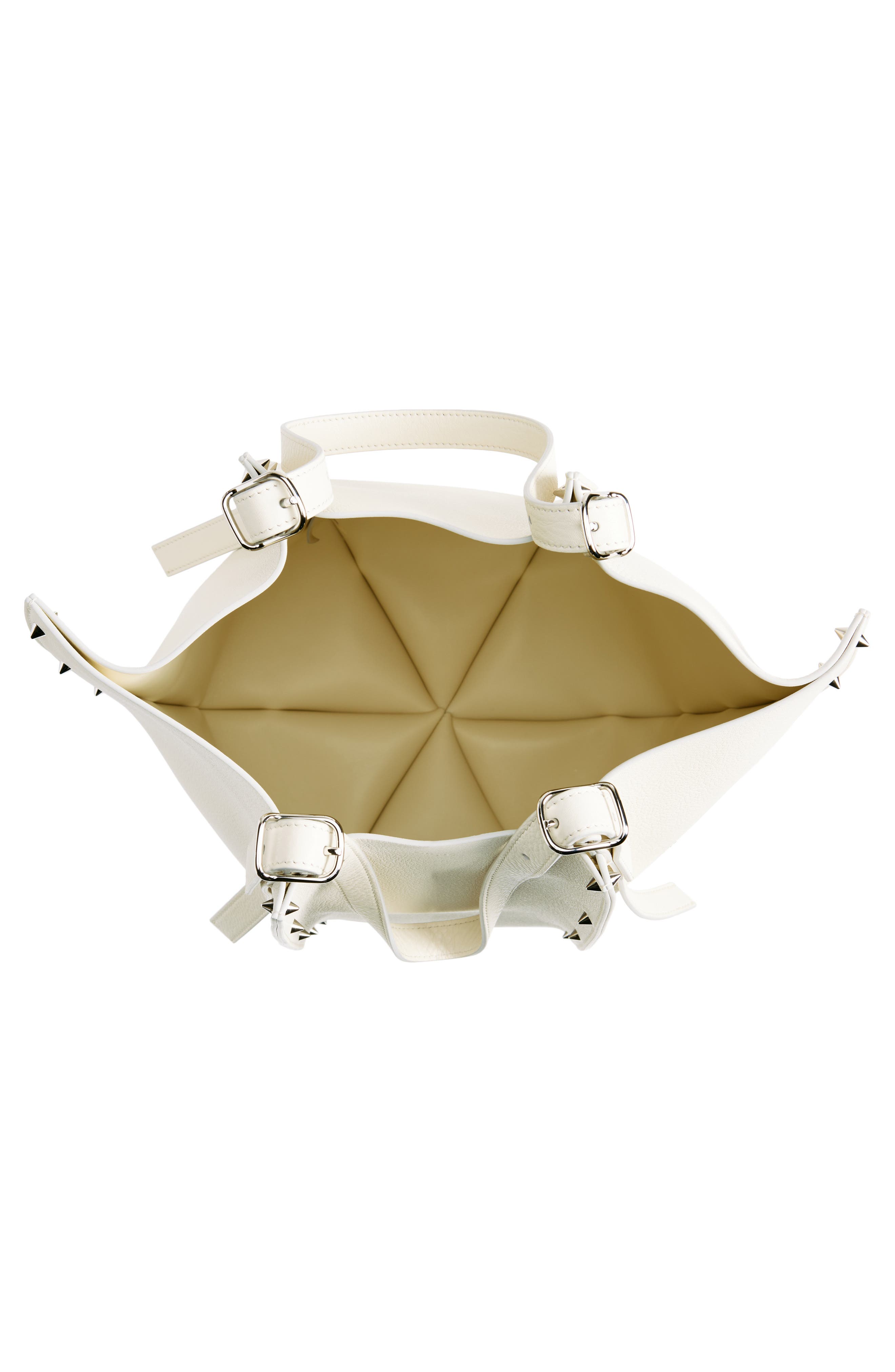 Carmela Spike Stud Leather Tote, Alternate, color, WHITE