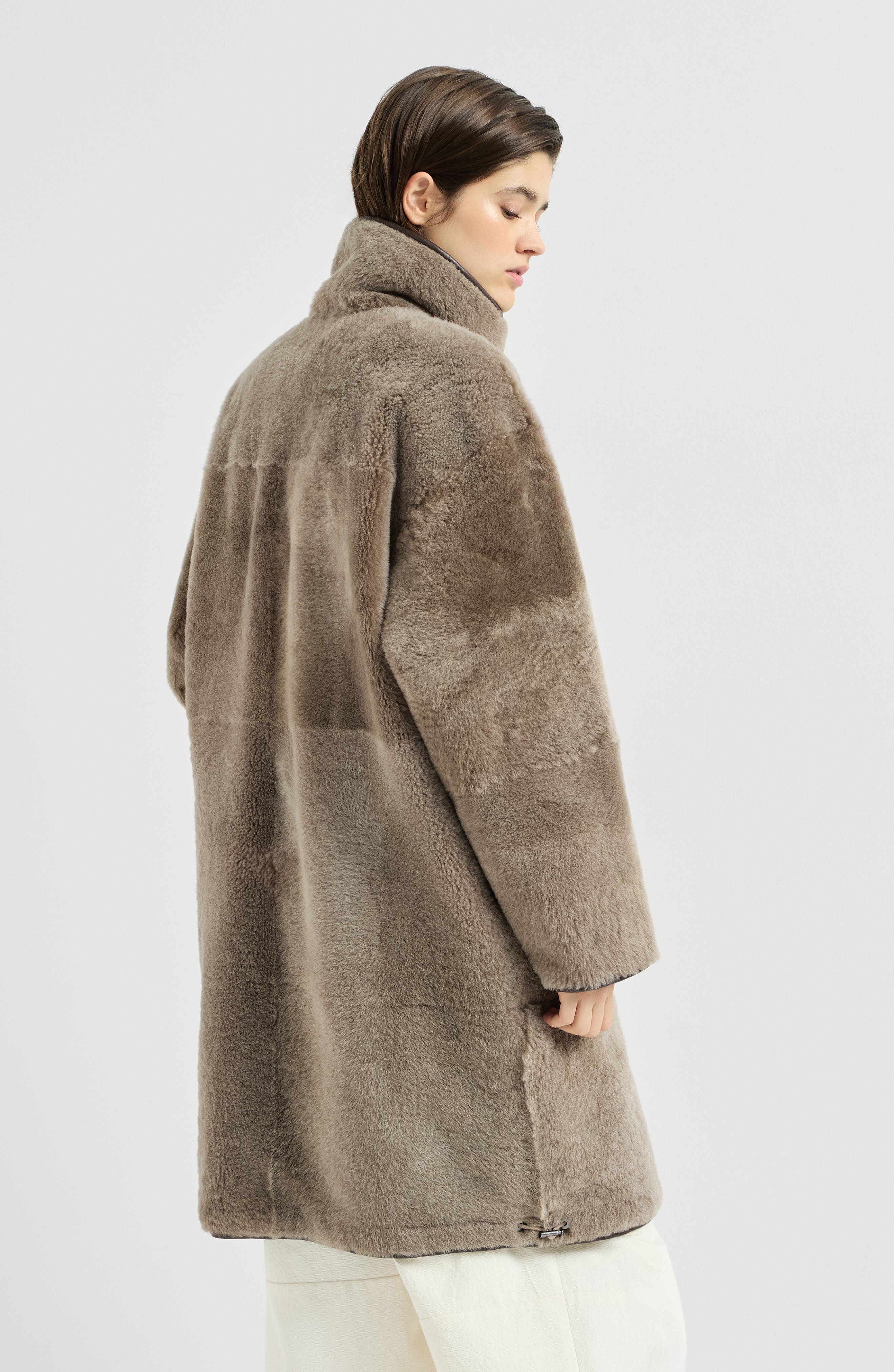 Brunello Cucinelli Reversible Shearling Coat With Monili (Women ...