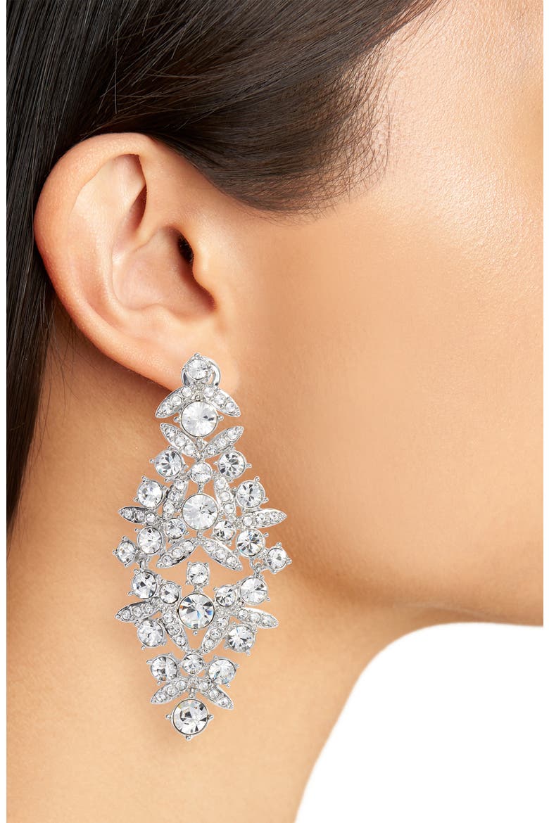 Drama Crystal Chandelier Earrings, Alternate, color, SILVER/ CRYSTAL