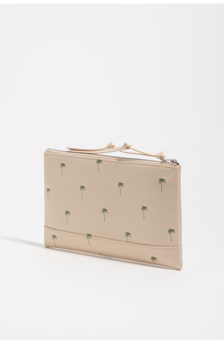 Bimba y Lola Large Leather Palms Make-Up Case, Alternate, color, Sand