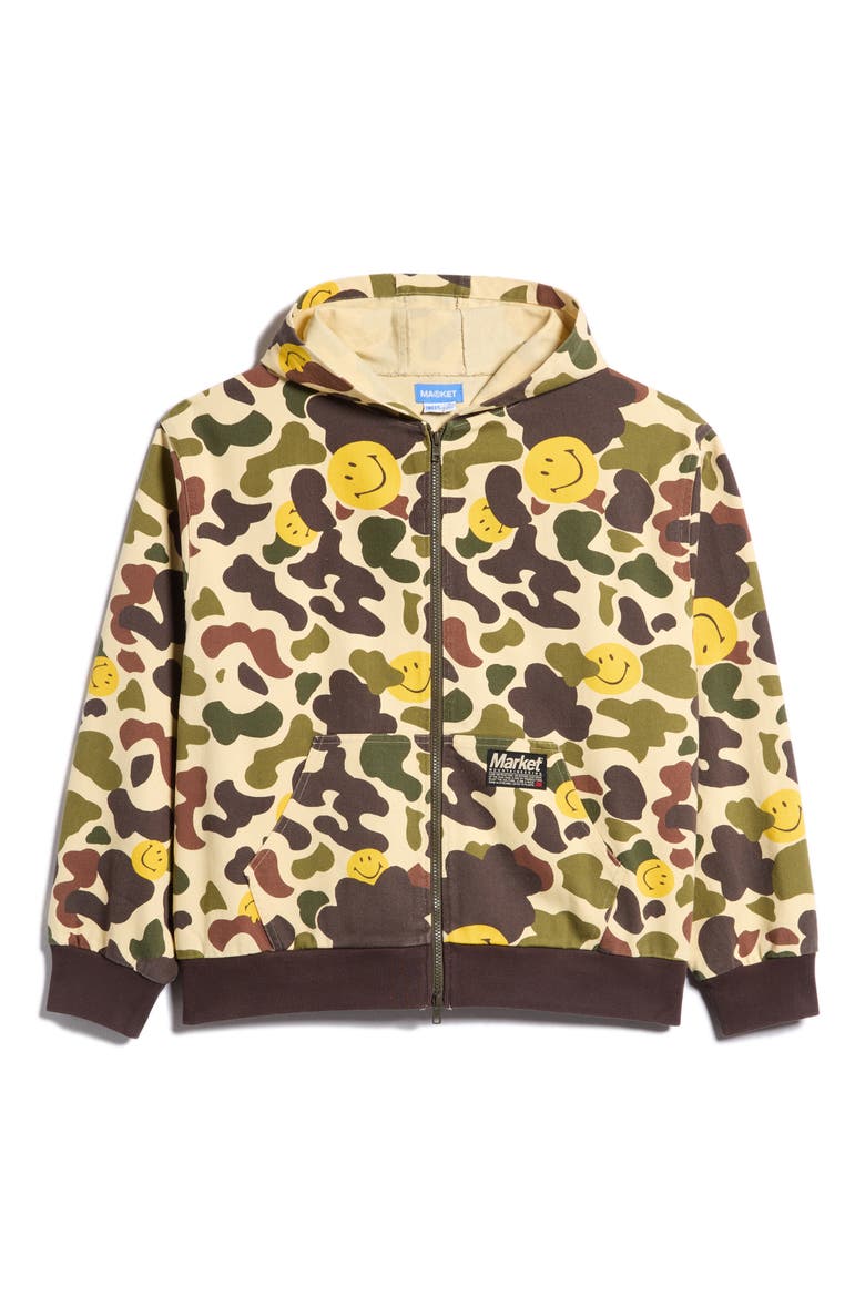 SMILEY® Camo Twill Zip Hoodie, Alternate, color, WOODLAND