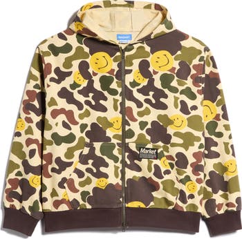 MARKET SMILEY® Camo Twill Zip Hoodie | Nordstrom
