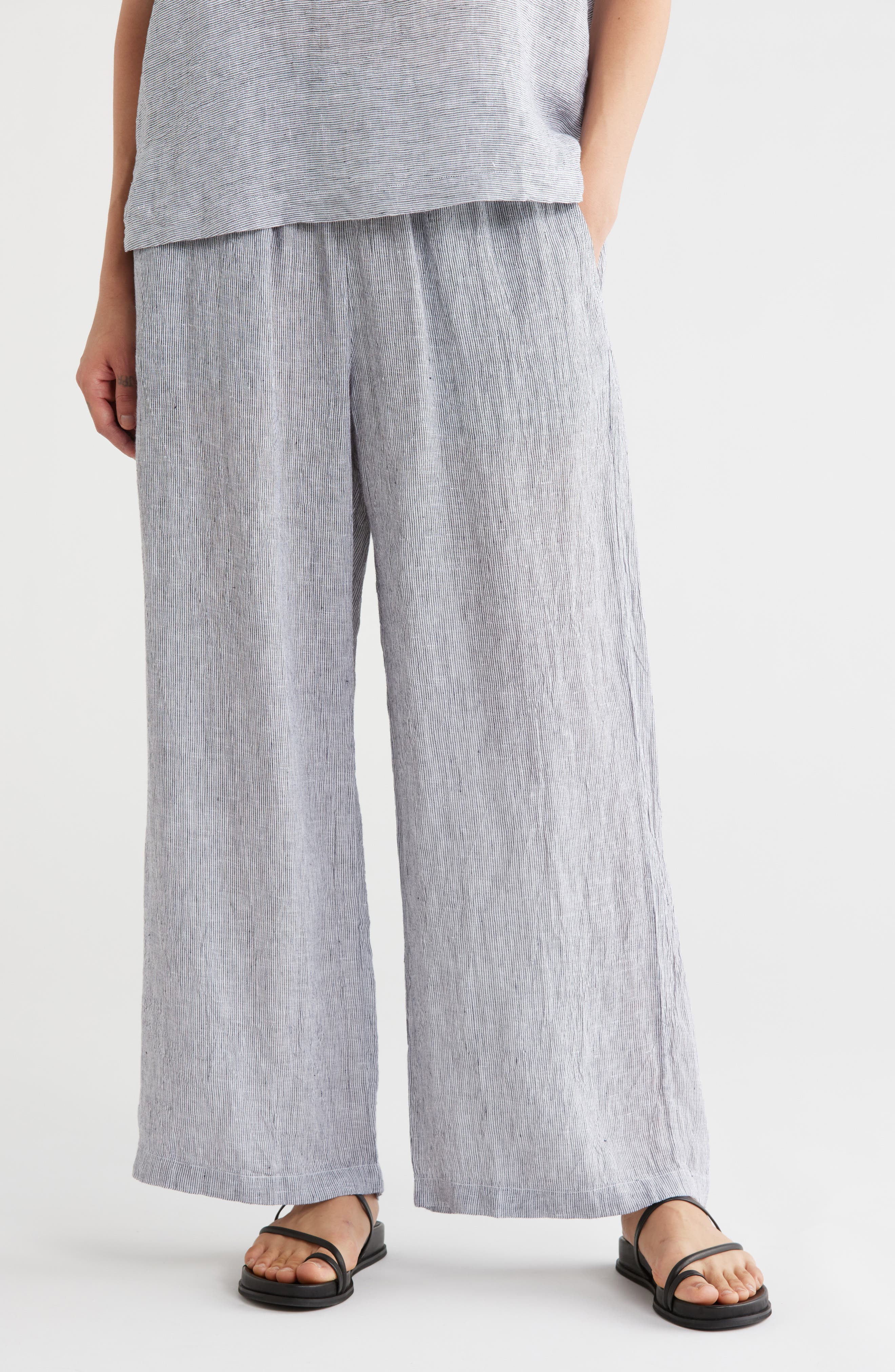 Organic Linen Ankle Wide Leg Pants