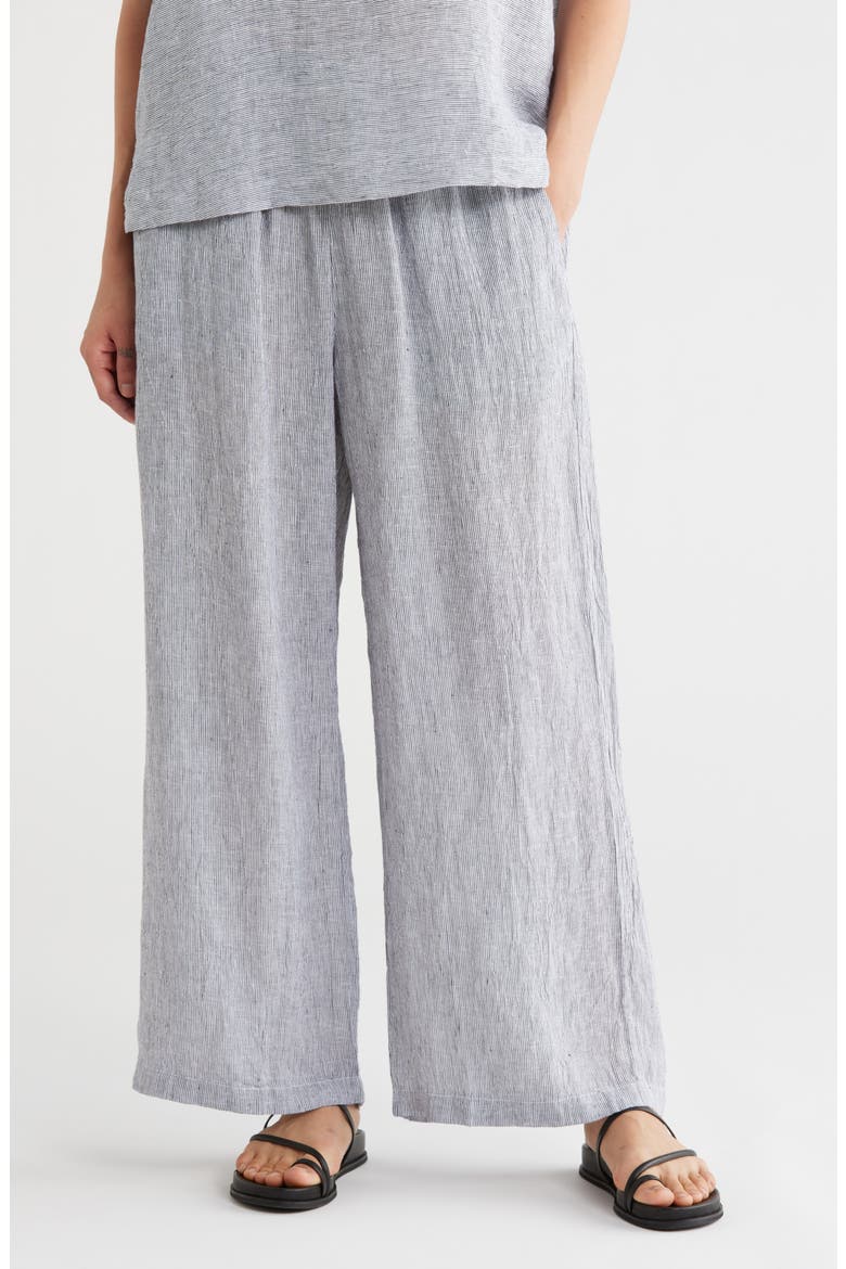 Organic Linen Ankle Wide Leg Pants, Main, color, INK