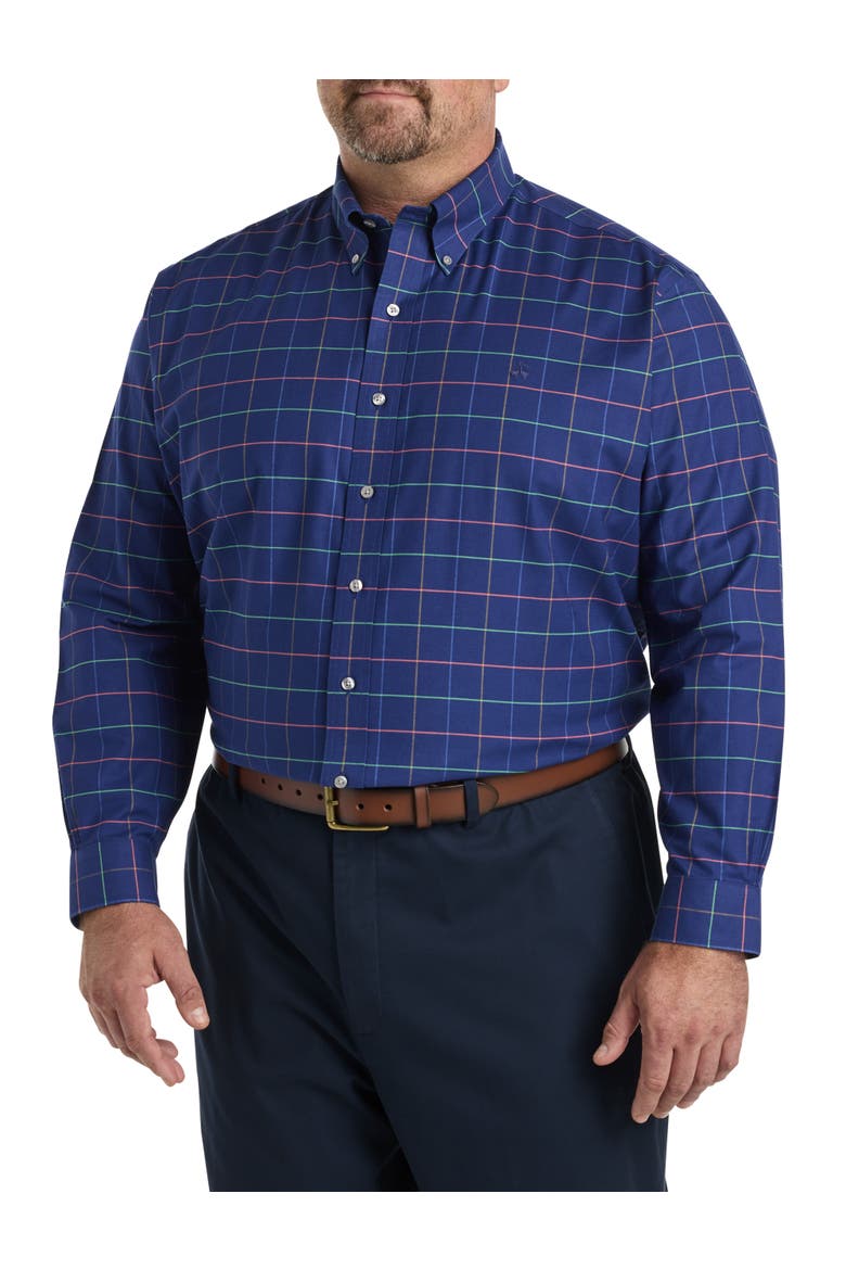 Big & Tall Non-Iron Check Sport Shirt, Alternate, color, NAVY MULTI