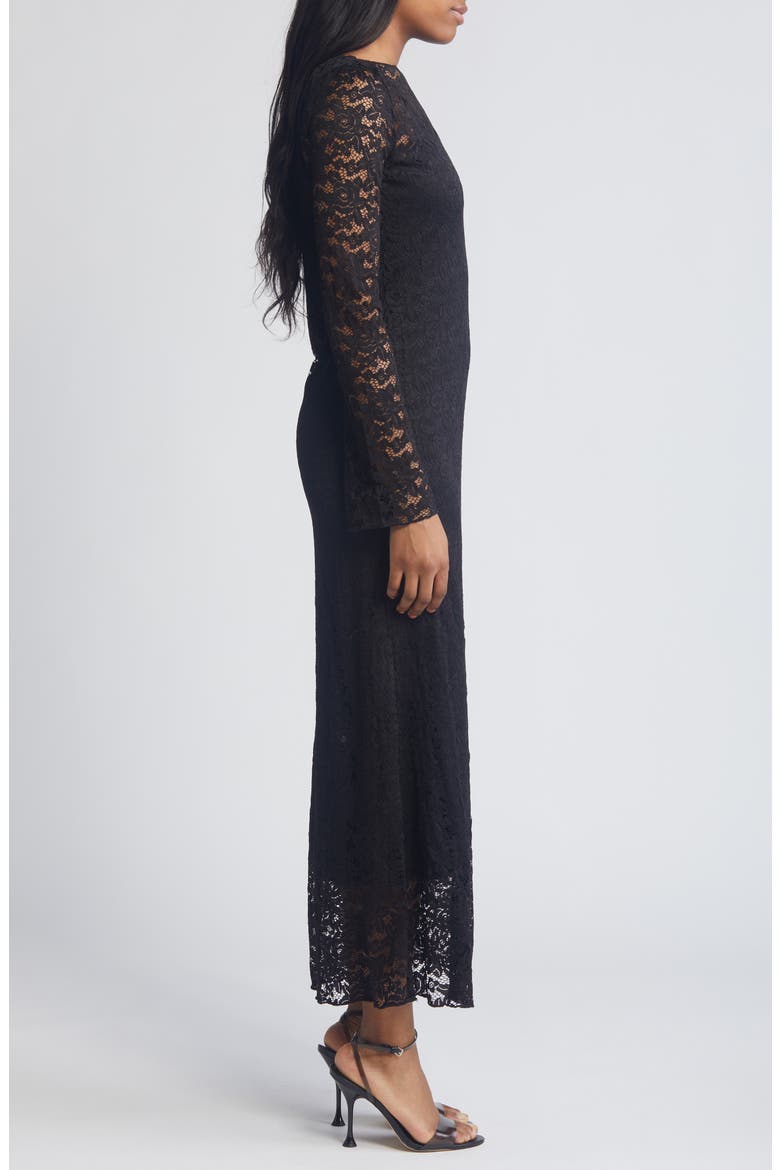Lace Overlay Long Sleeve Dress, Alternate, color, BLACK