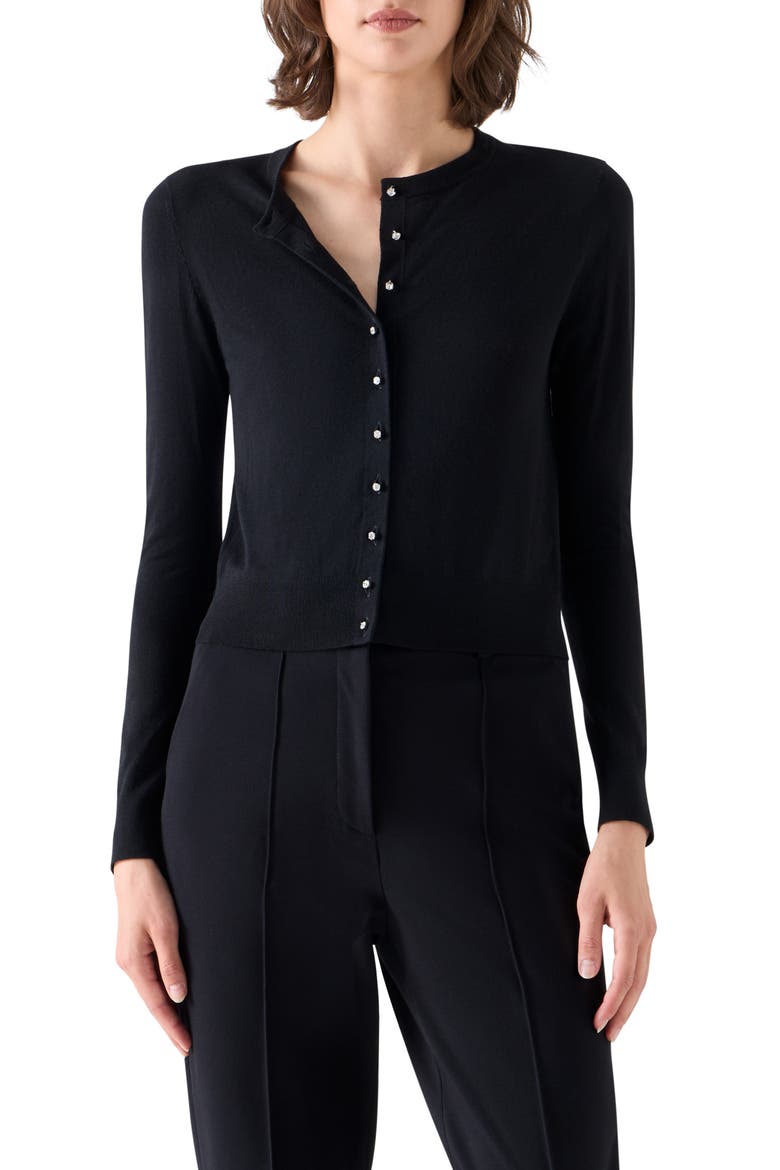 Merino Wool Cardigan, Main, color, BLACK