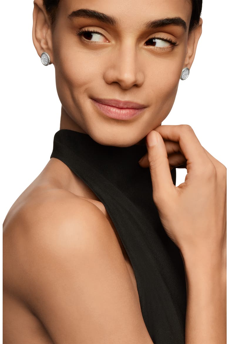 Elements® Pavé Plate Diamond Button Stud Earrings, Alternate, color, STERLING SILVER