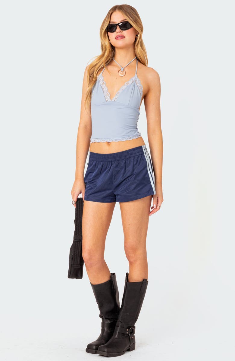 EDIKTED Sharona Lace Trim Crop Halter Top, Alternate, color, Light-Blue