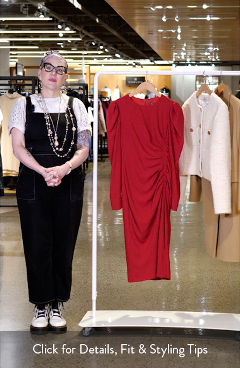 Side Ruched Long Sleeve Midi Dress, sales video thumbnail