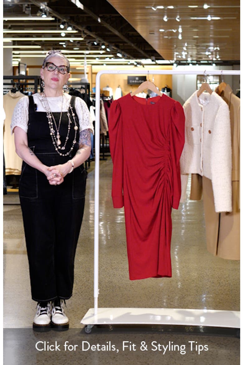Side Ruched Long Sleeve Midi Dress video