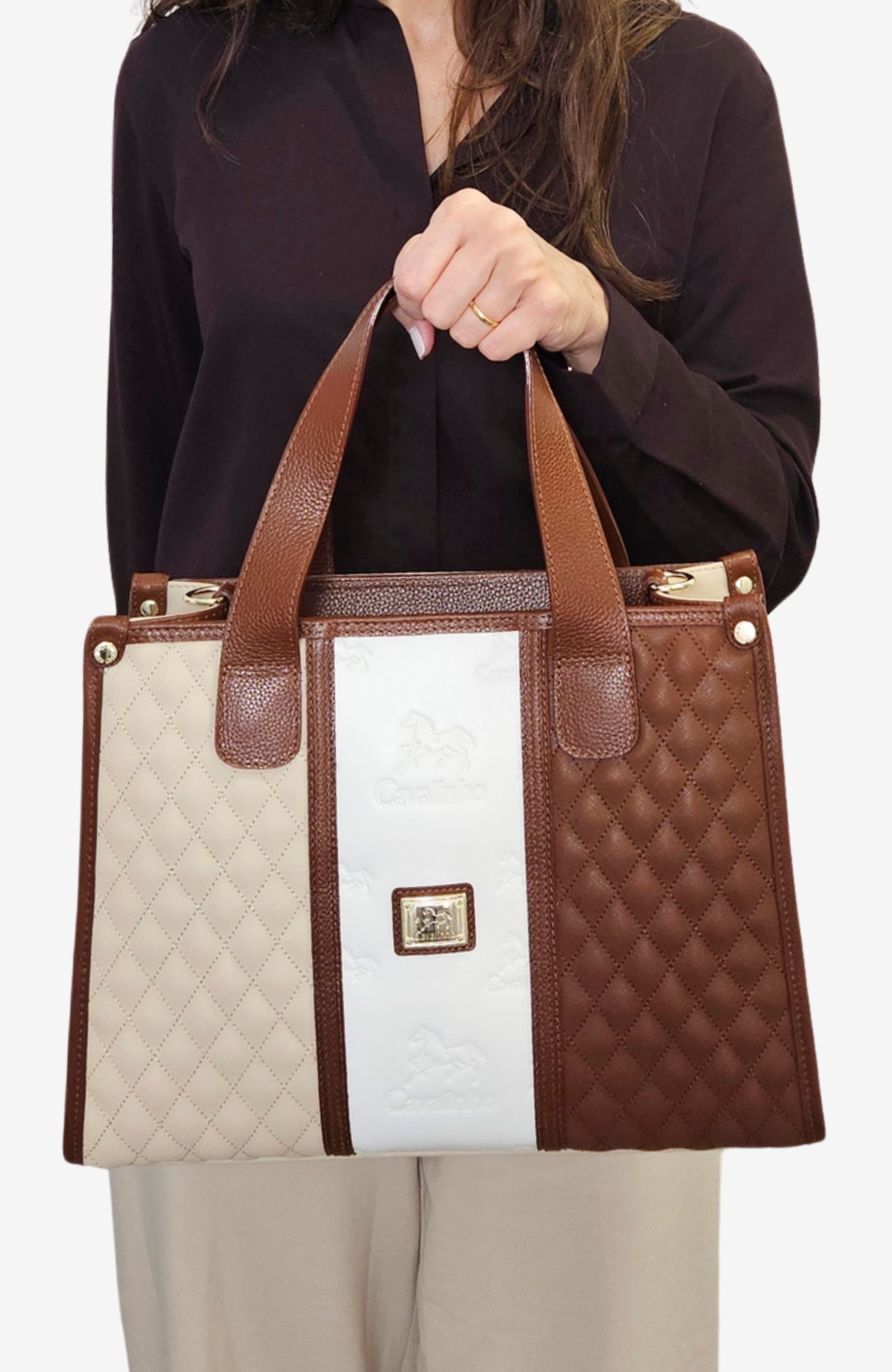 Sublime 611 Handbag, Alternate, color, Camel Brown / Beige / White