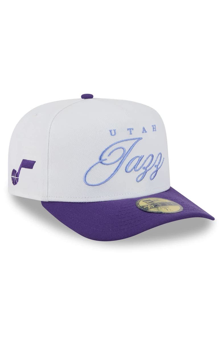 New Era Men's New Era White/Purple Utah Jazz 2025 NBA Draft A-Frame 59FIFTY Fitted Hat, Alternate, color, White