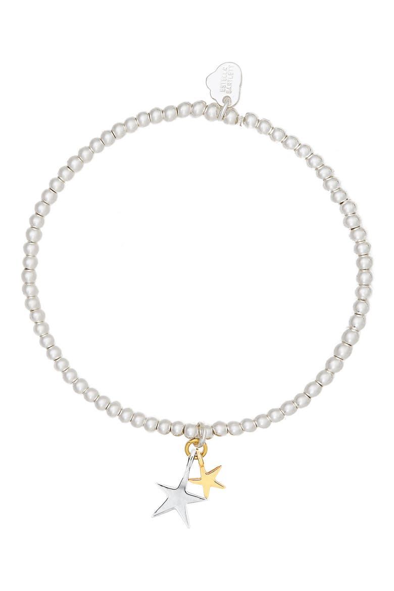 Sienna Double Star Beaded Stretch Bracelet, Alternate, color, GOLD AND SILVER