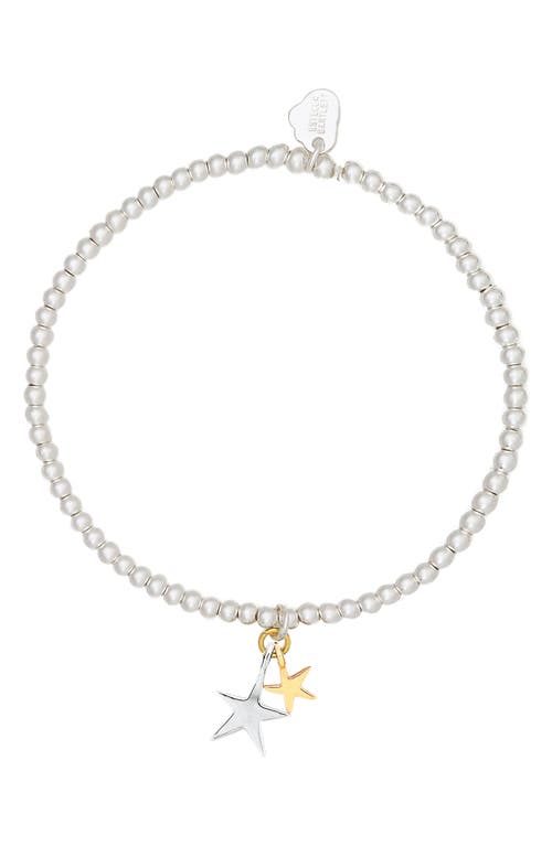 Estella Bartlett Sienna Double Star Beaded Stretch Bracelet In White