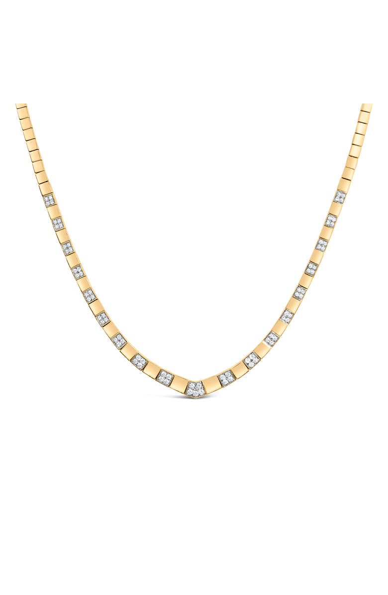 Haus of Brilliance 14K Yellow Gold 4/5 Cttw Diamond Cluster & Bar Set Link 3.5 MM Chain Necklace, Main, color, Yellow