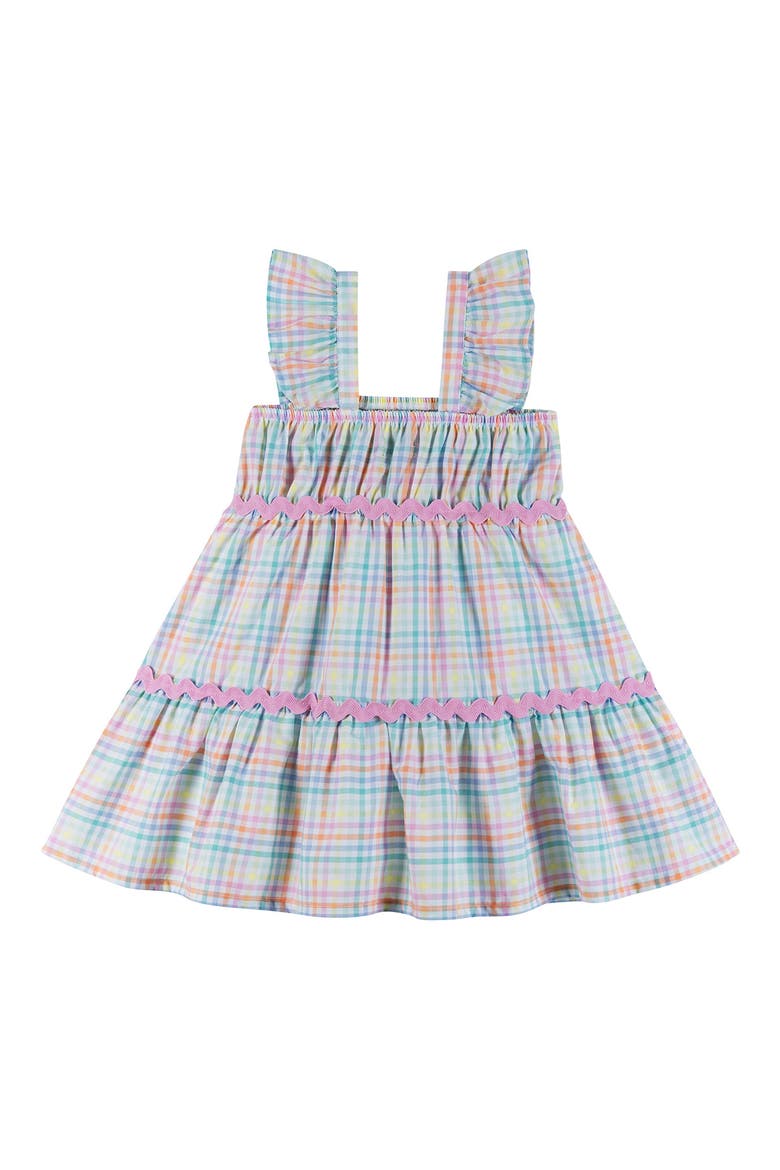 Kids' Plaid Tiered Dress, Alternate, color, WHA -WHITE PLAID