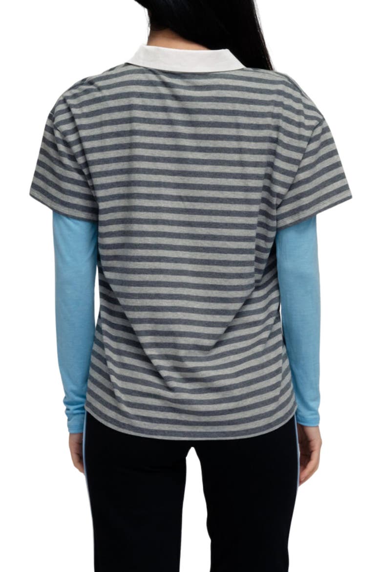 Wooju Layered Sleeve Polo T-Shirt, Alternate, color, HEATHER GRAY