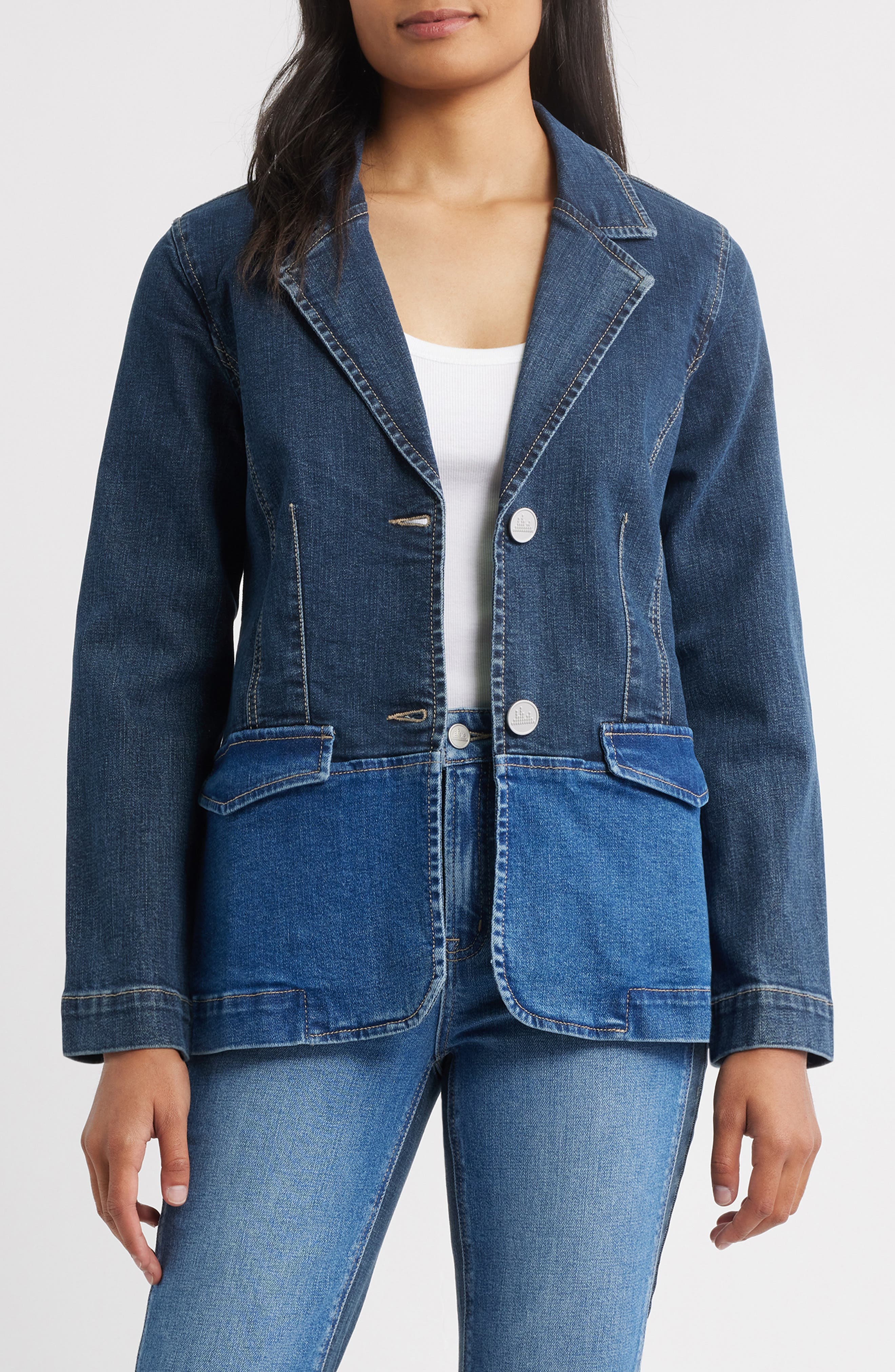 CITY BLUES Two-Tone Denim Blazer