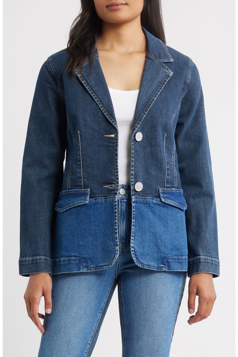 Two-Tone Denim Blazer, Main, color, VINTAGE WASH