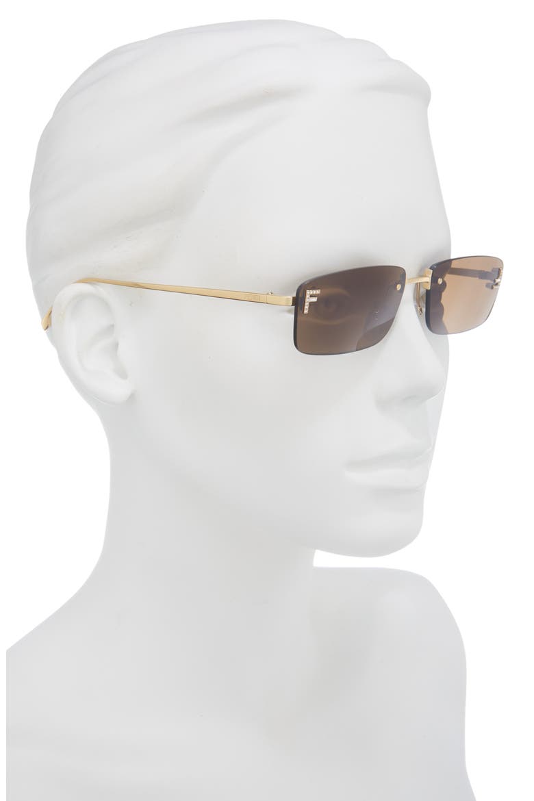 First Crystal 54mm Rimless Rectangular Sunglasses, Alternate, color, GOLD / BROWN