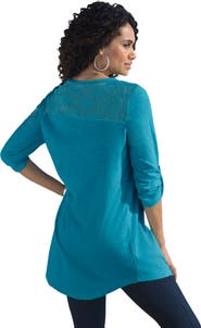 Roaman's Textured Lace Trimmed Tunic
