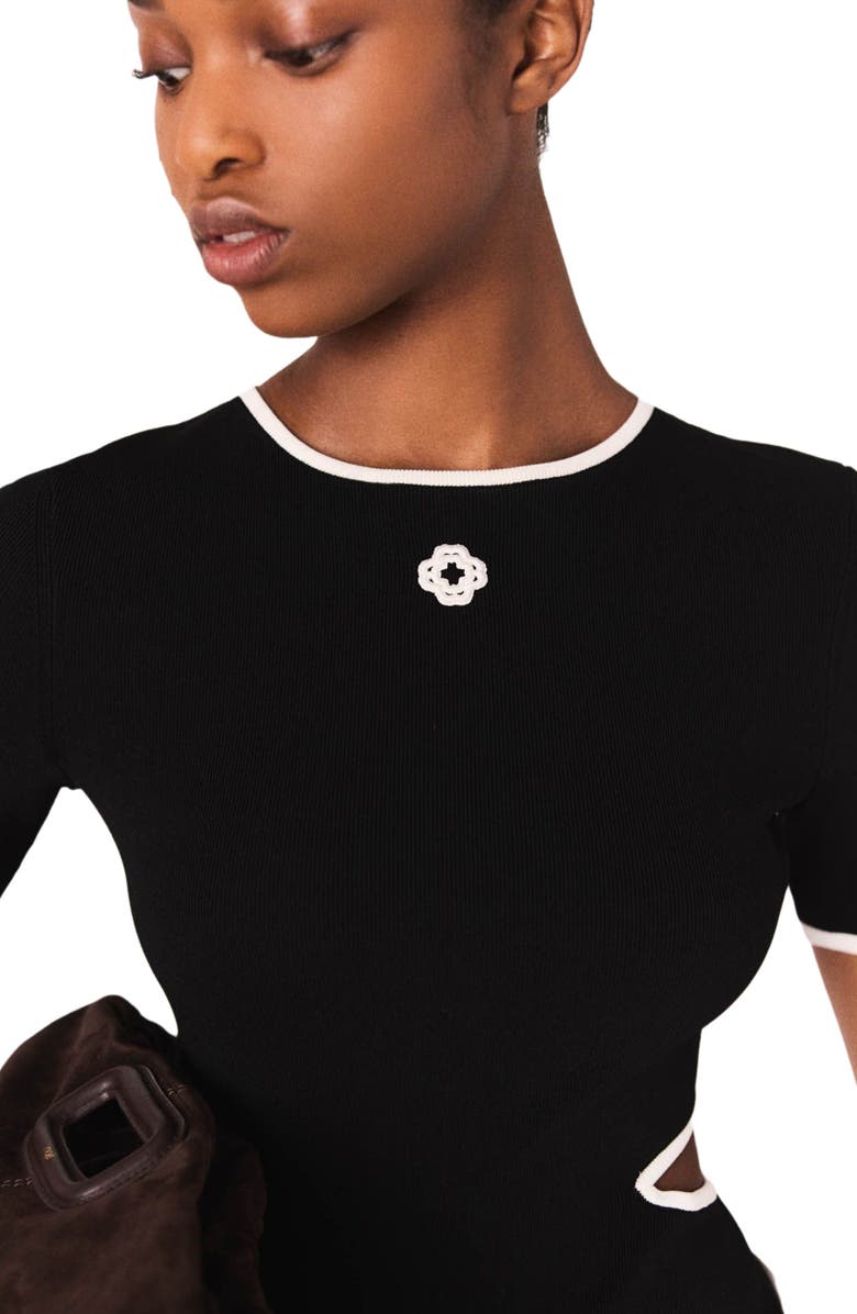 maje Openwork knit bodysuit, Alternate, color,