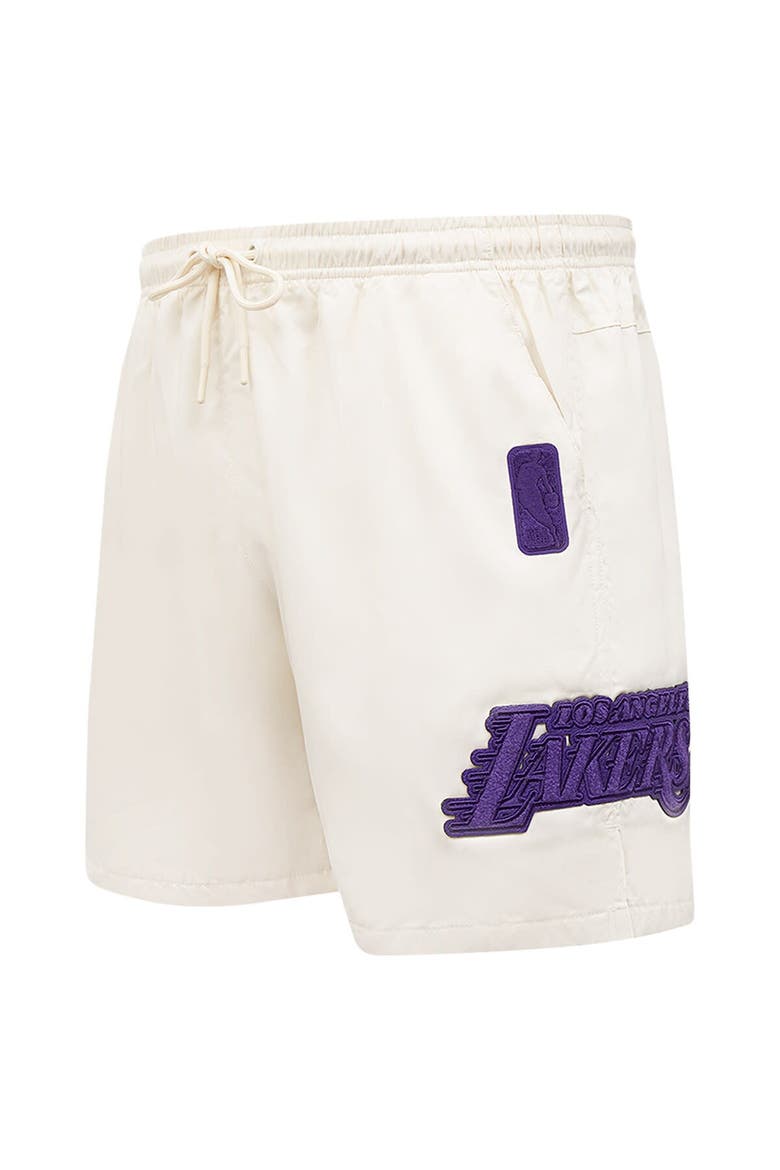 Men's Pro Standard Cream Los Angeles Lakers Triple Tonal Woven Shorts, Alternate, color, Cream