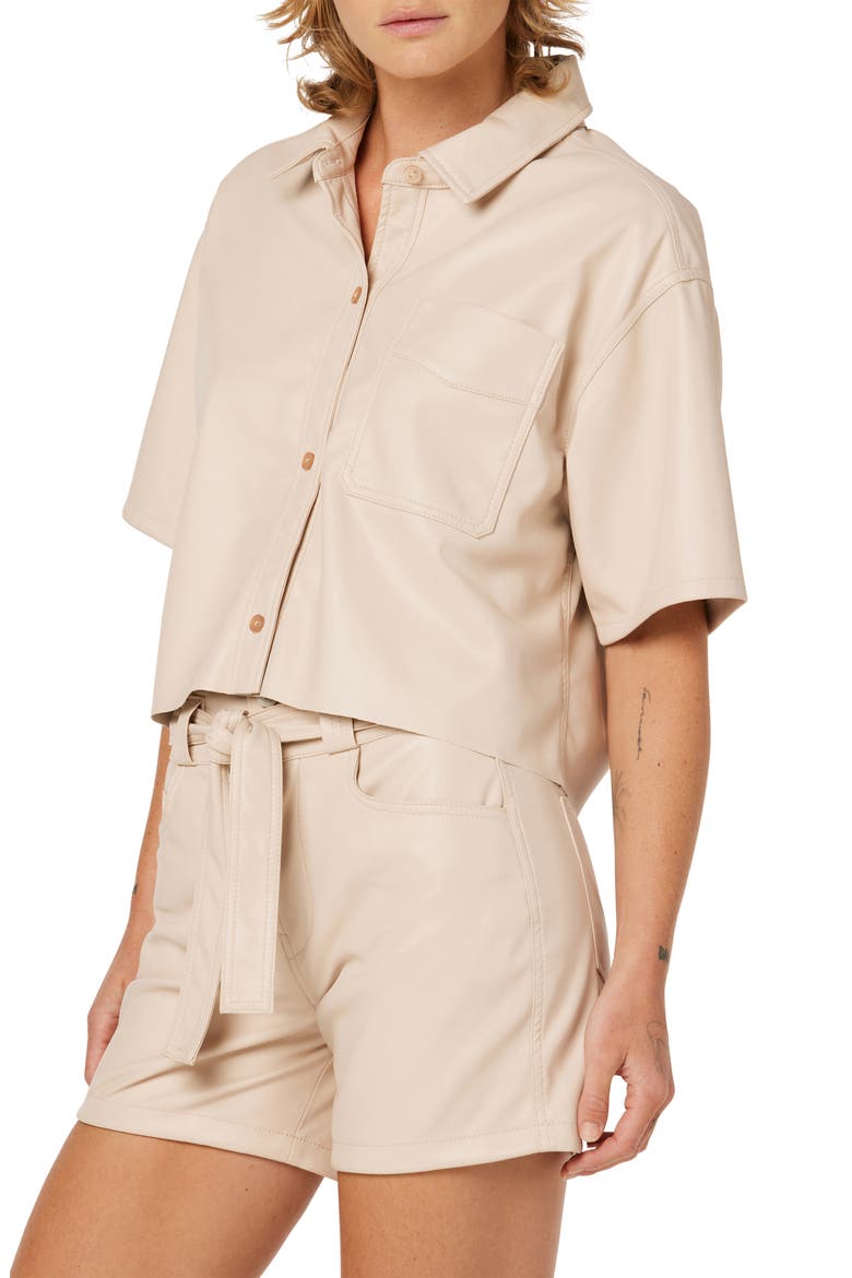 Oversize Crop Button-Up Top, Alternate, color, SHELL