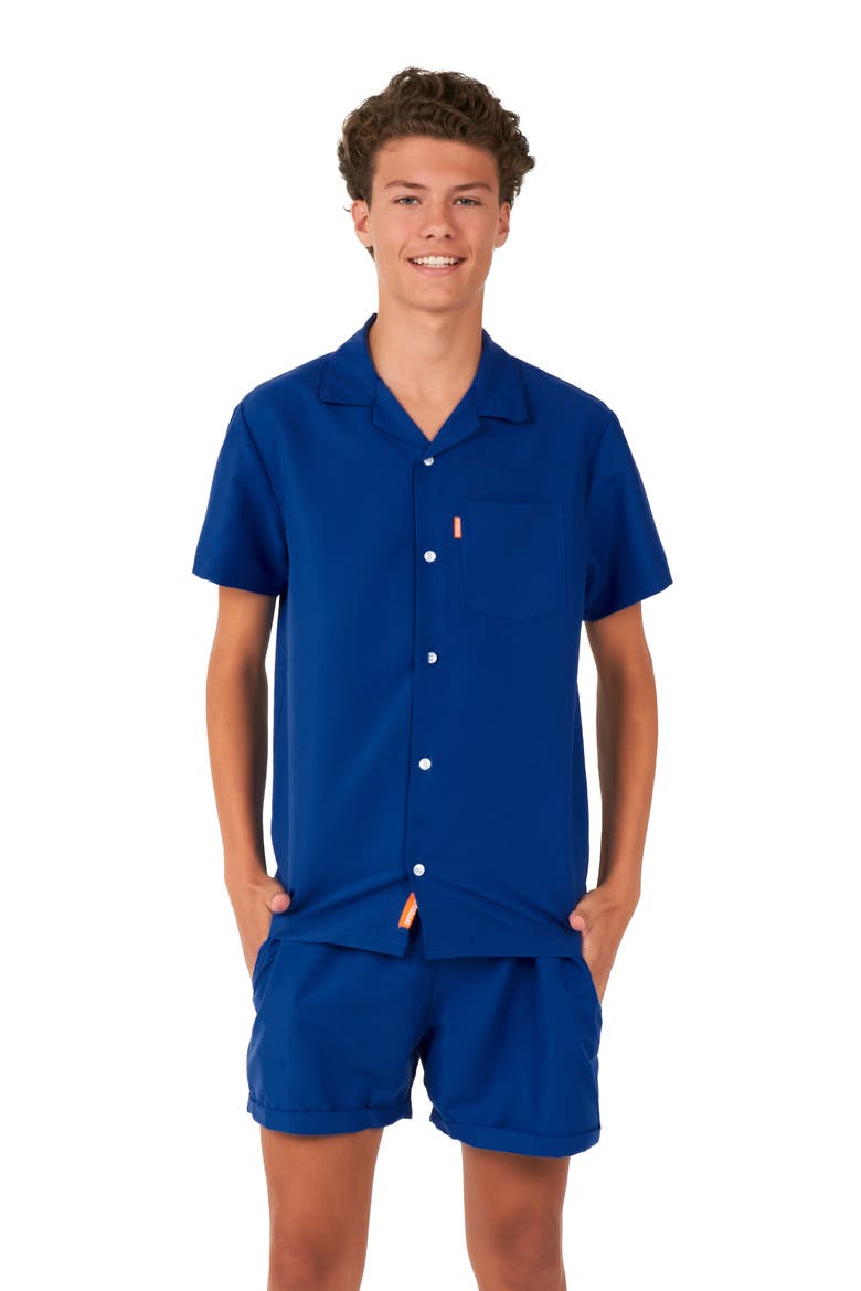 Kids' Navy Royale Camp Shirt & Shorts Set, Alternate, color, NAVY