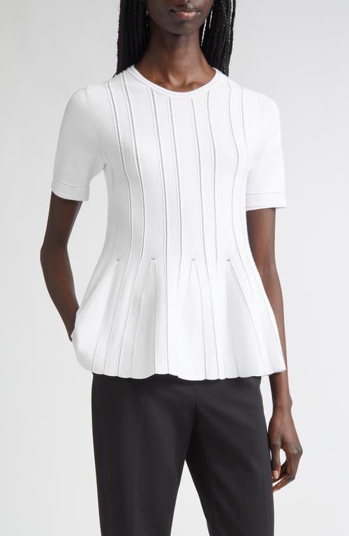 Max Mara Epoche Short Sleeve Peplum Sweater In White