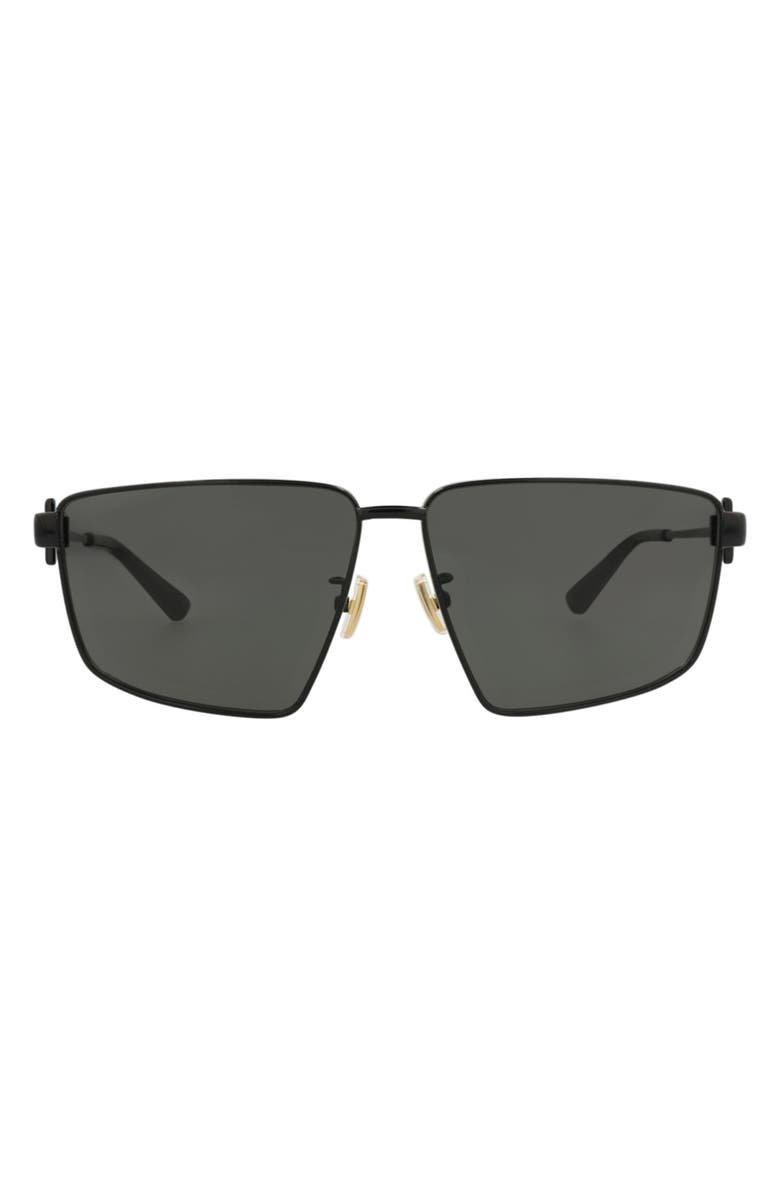 Bottega Veneta 61mm Square Sunglasses, Main, color, Black Black Grey