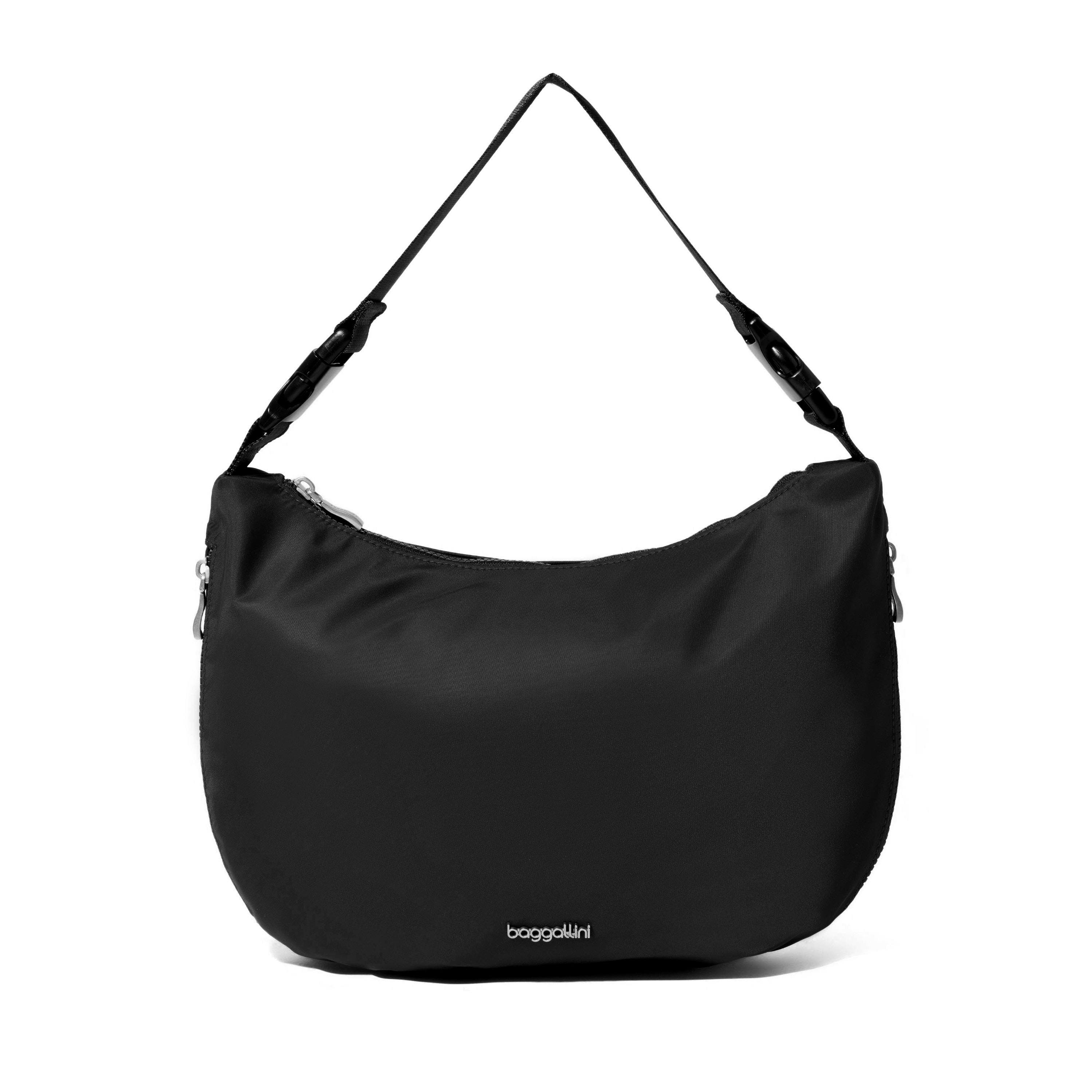 BAGGALLINI Crescent Convertible Hobo, Main, color, Black Twill