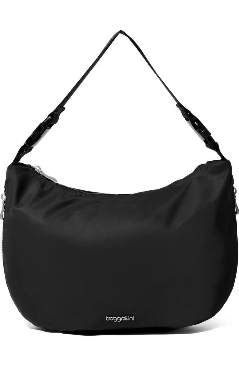 BAGGALLINI Crescent Convertible Hobo, Main, color, Black Twill