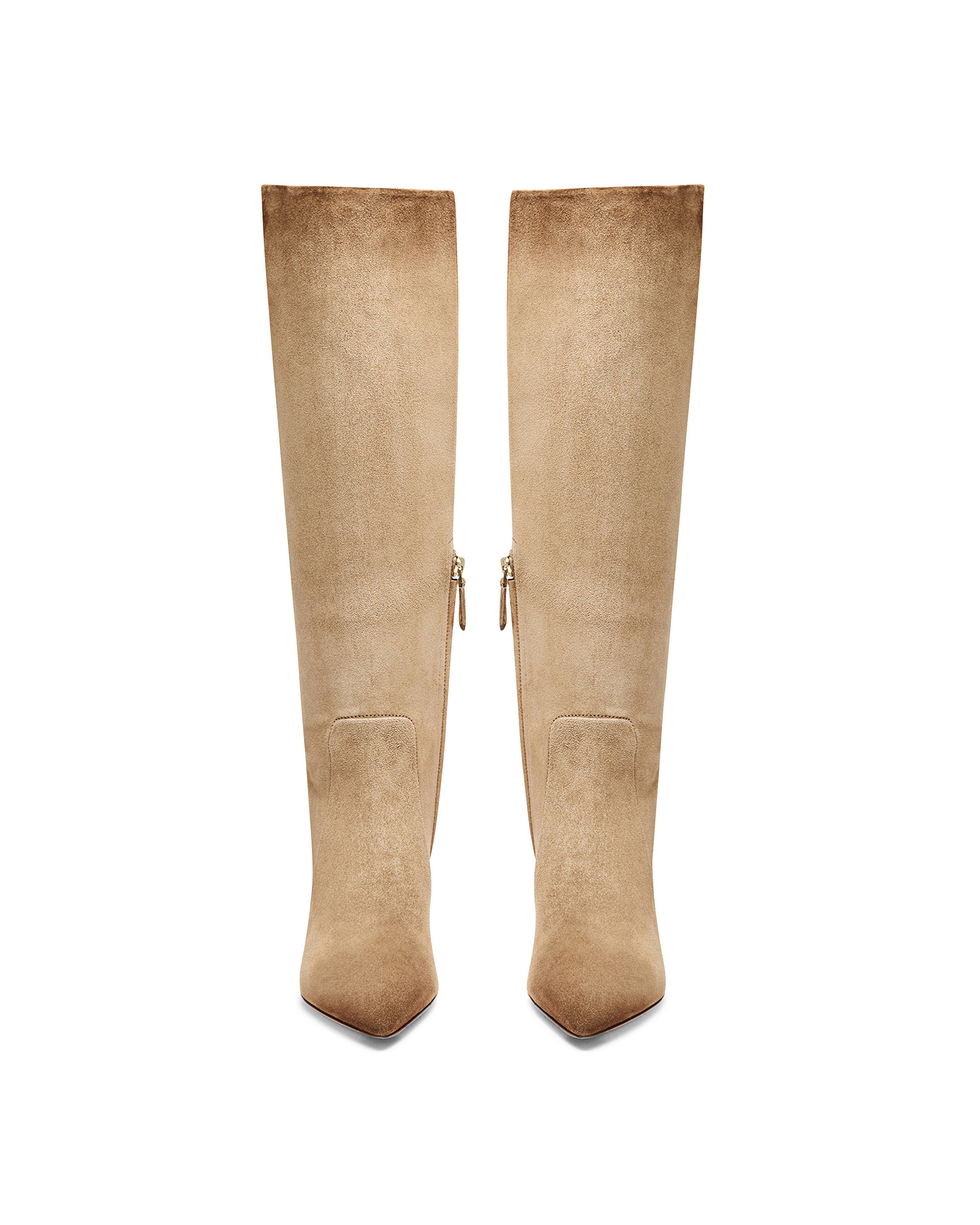 Santoni Women's Suede High-Heel Boot, Alternate, color, Natural