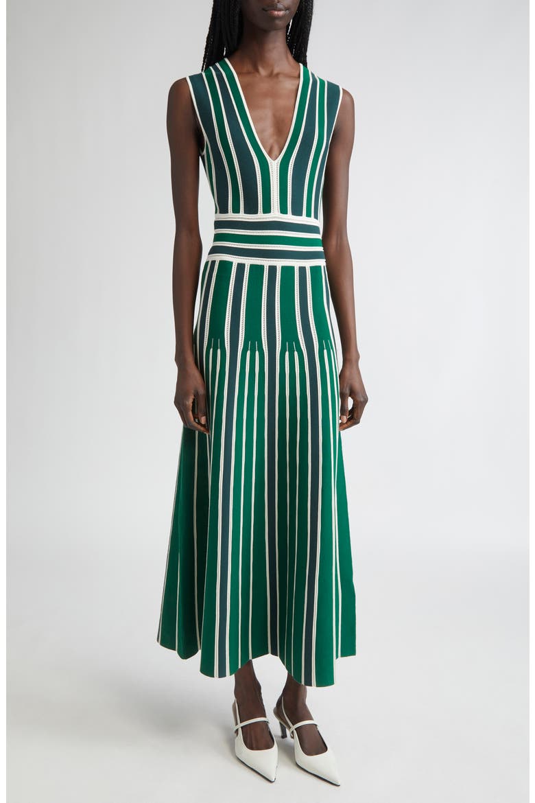 Tallone Stripe Sleeveless Maxi Sweater Dress, Main, color, GREEN