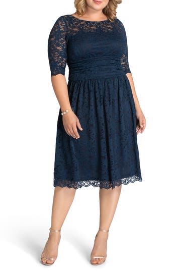 Kiyonna Luna Lace Dress In Blue