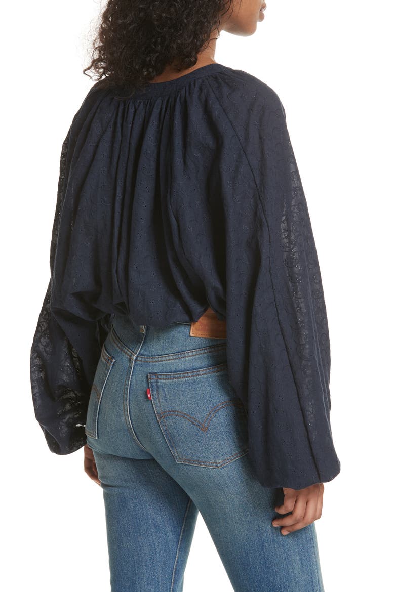 Down from the Clouds Peasant Top, Alternate, color, NAVY