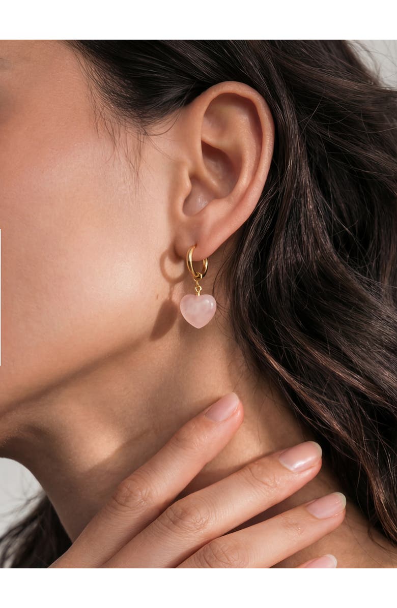 seree Heart Jade stone charm earrings, Alternate, color, Pink