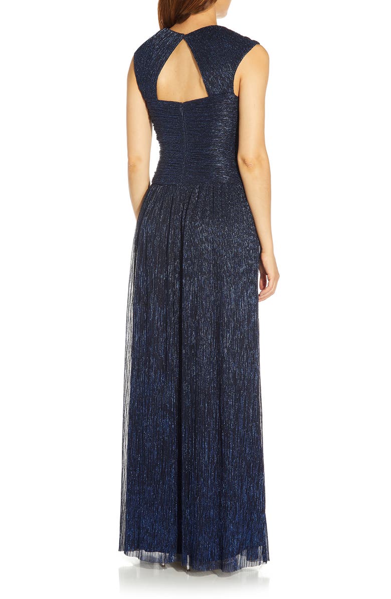 Adrianna Papell Metallic Chiffon Gown, Alternate, color,