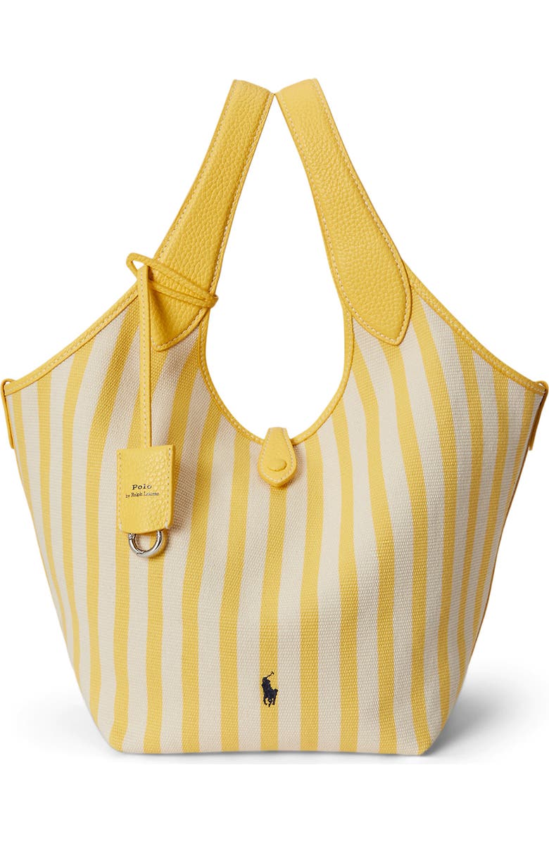 Polo Ralph Lauren Play Stripe Canvas Tote, Main, color, Collegiate Yellow / White