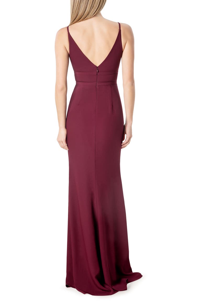 Viola Plunge Neck Mermaid Gown, Alternate, color, BURGUNDY