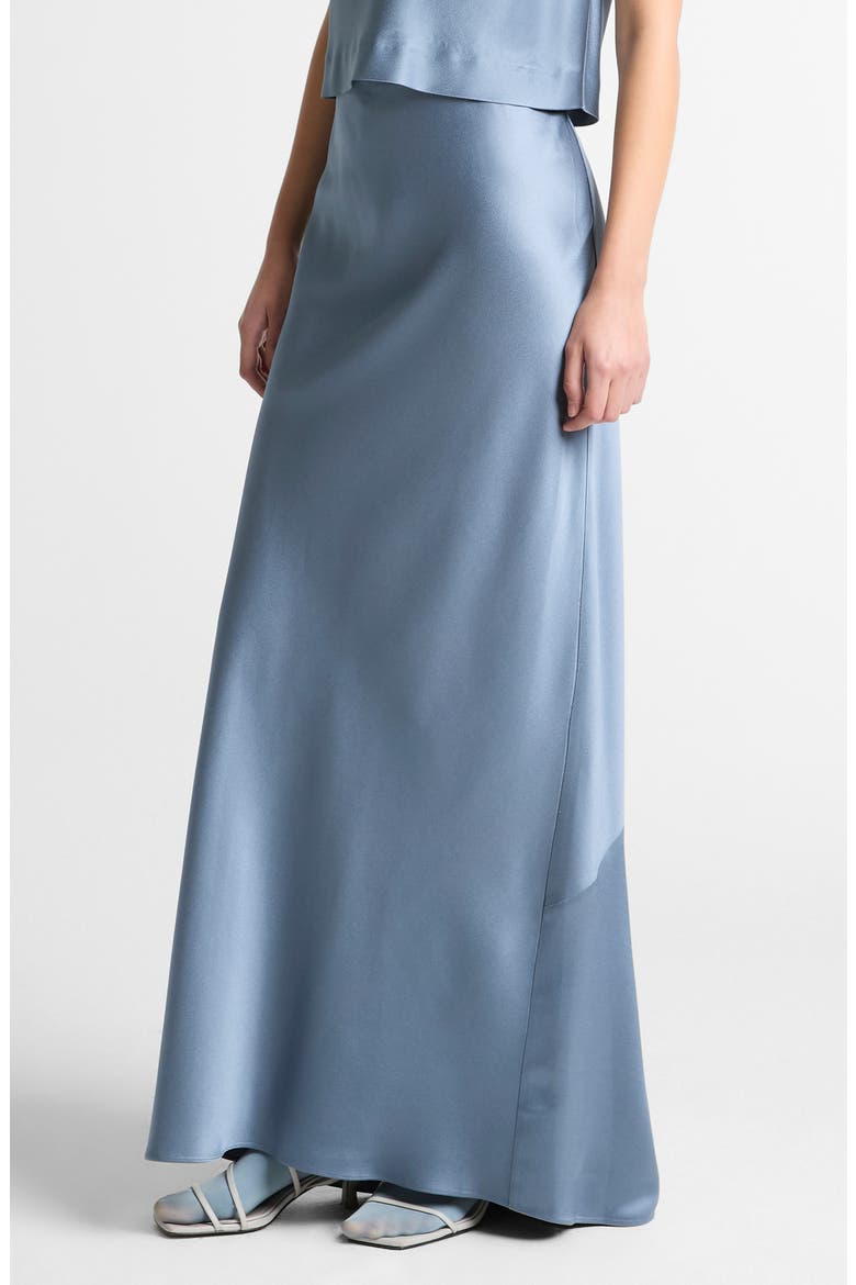Satin Maxi Skirt, Alternate, color, AZUL