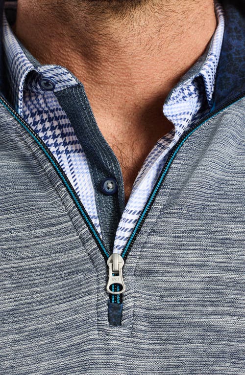 Robert Graham Ledson Space Dye Cotton Quarter Zip Top In Blue