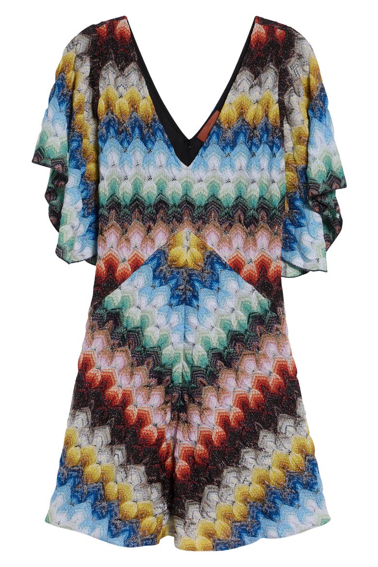 Lace Motif Lamé Minidress, Alternate, color, MULTICOLOR ON BLACK BASE